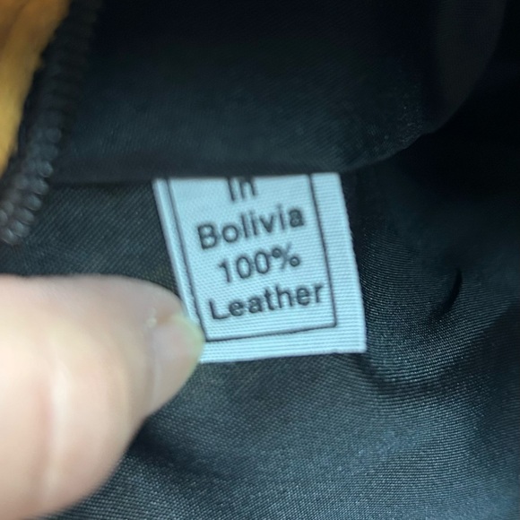 Leather-Accented Tan Suede Bolivian Textile Artisan Crafted Shoulder Tote Bag - Picture 8 of 10